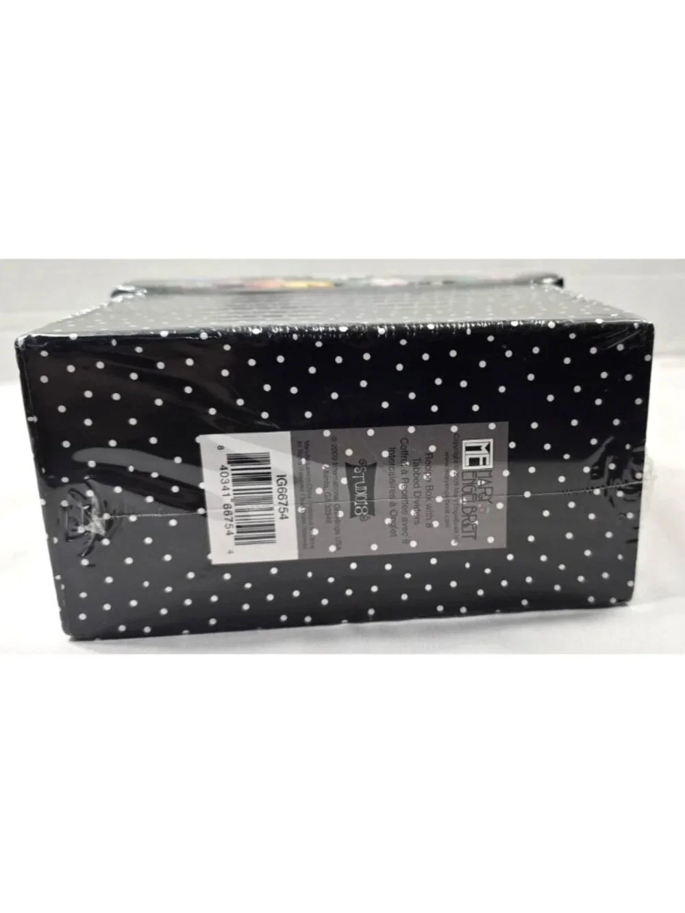 New sealed Mary Englebreit Black Polka Dot Recipe Box+8 Dividers 2009 Studio 8